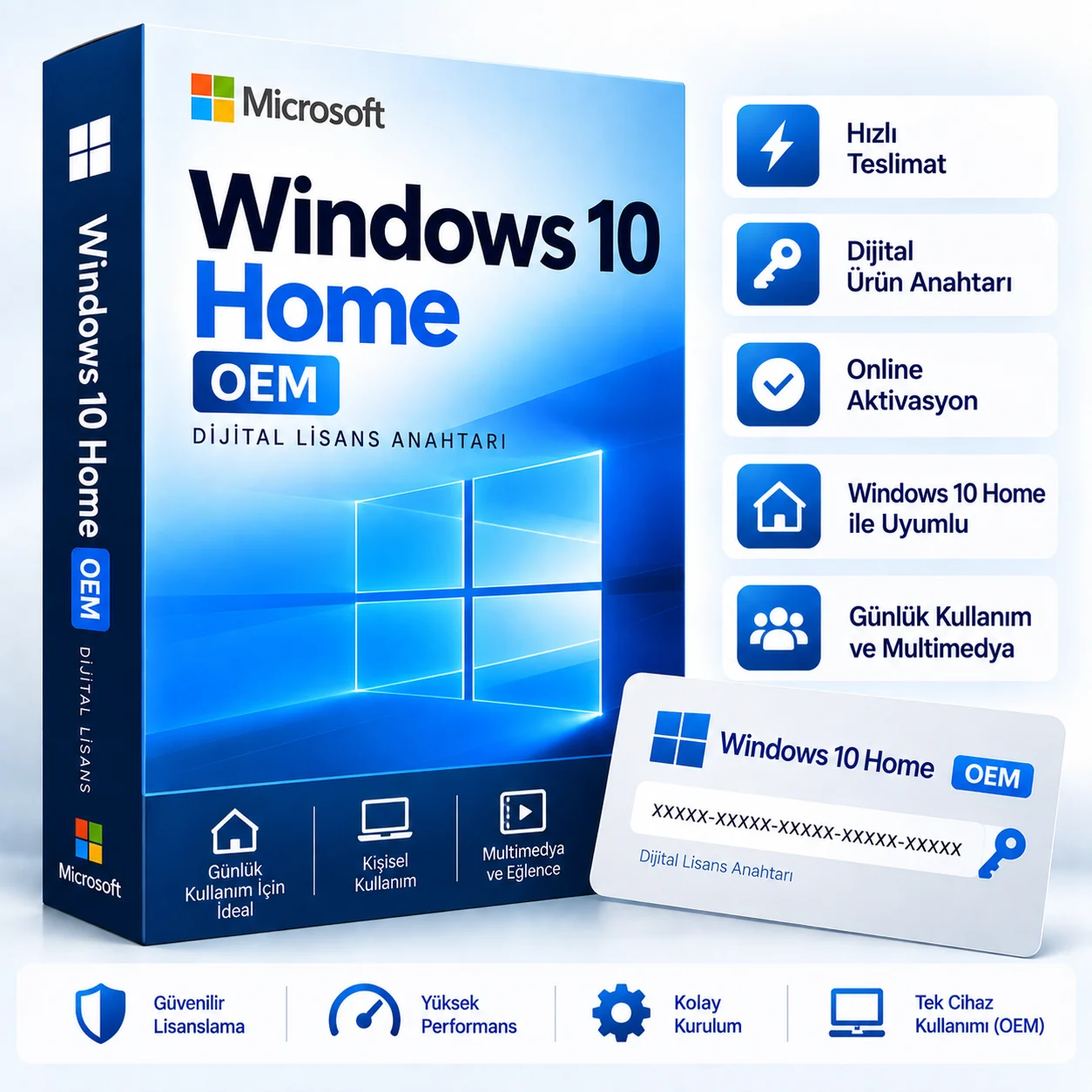 Windows 10 Home OEM Dijital Lisans Key – Ürün Anahtarı