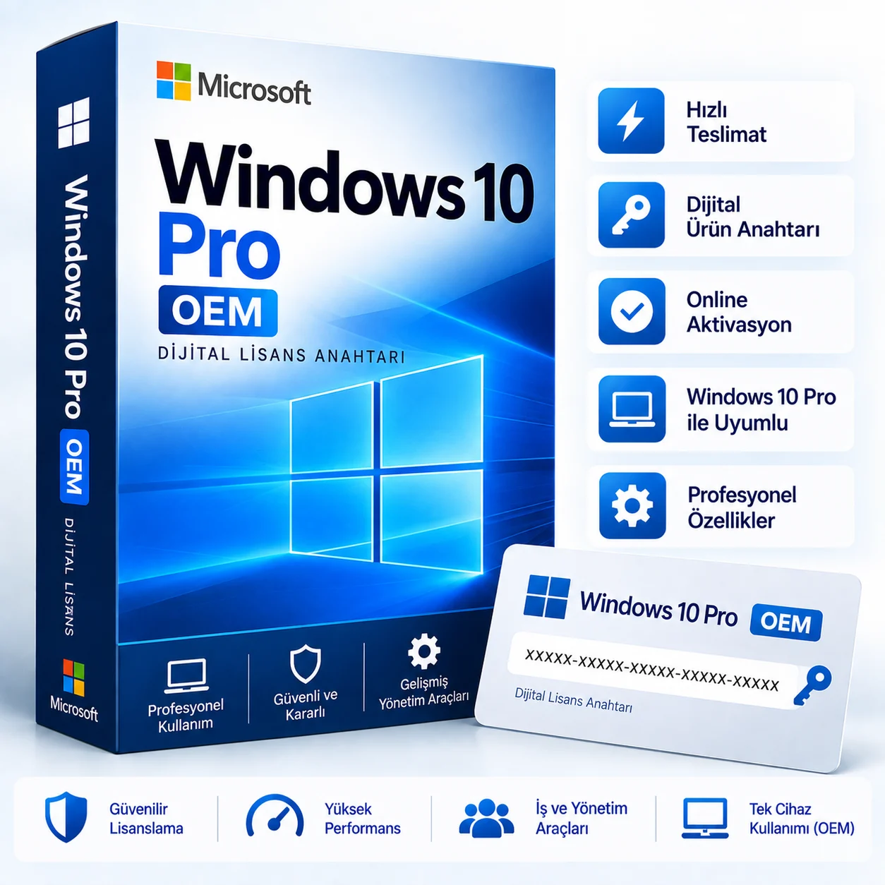 Windows 10 Pro OEM Lisans Key – Dijital Ürün Anahtarı