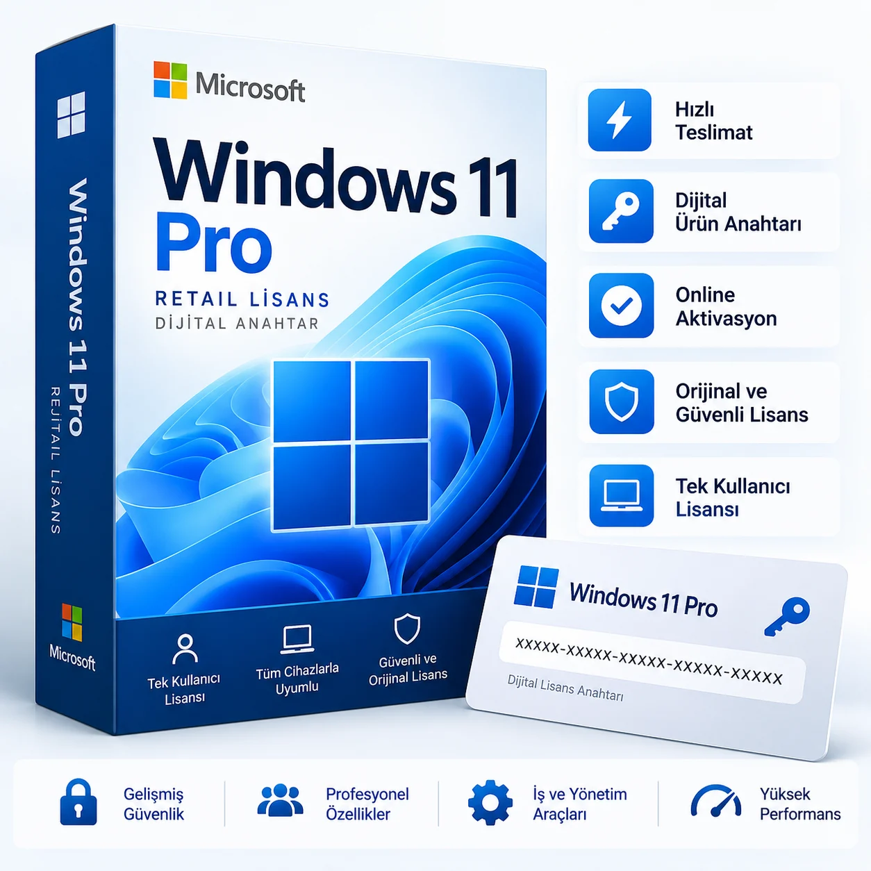 Windows 11 Pro Retail Lisans Anahtarı – Dijital Lisans Key