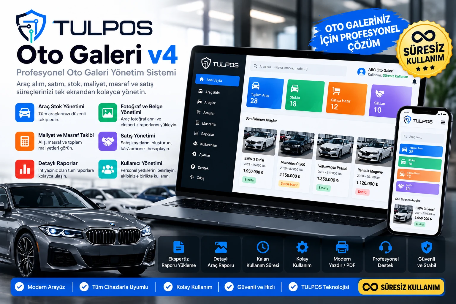 Tulpos Oto Galeri V4 - Süresiz Kullanım